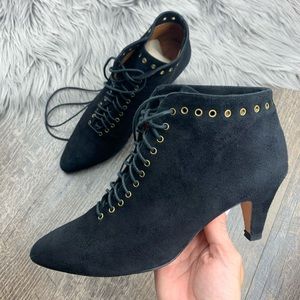 PURA LOPEZ Black Suede Lace Up Bootie